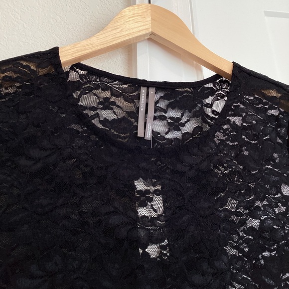 Anthropologie Crewneck Short-Sleeve Top Black Lace Tee NEW Small - Picture 10 of 15